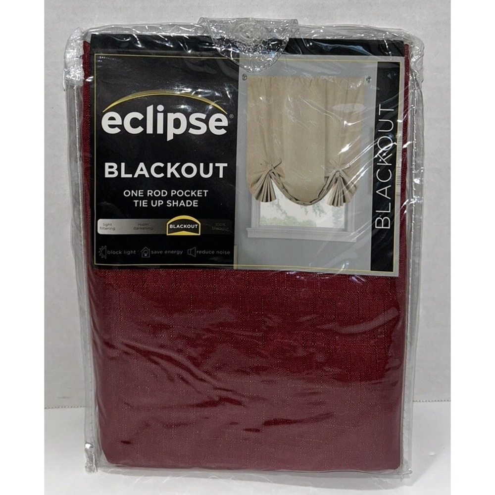 Eclipse Blackout Curtain Energy Efficient Tie Up Shade Rod Pocket 42" X 63" Red